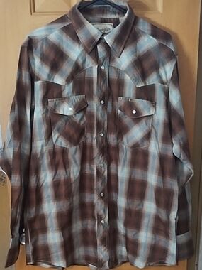 Wrangler Western Snap Closure Long Sleeve Collared Shirt Size Large